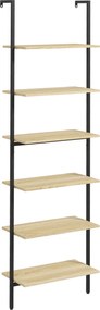 HOMCOM Estante Escada de Parede 6 Prateleiras Industrial Aço 60x30x206 cm Cor Madeira | Aosom Portugal