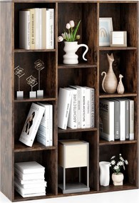 Estante com 11 cubos 74 x 24 x 105 cm para livros vertical ou horizontal em madeira Castanho