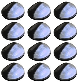 vidaXL Candeeiro de parede solar LED de exterior 12 pcs preto redondo