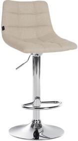 Conjunto de 2 bancos altos Jerry em tecido com estrutura cromada 87-108,5 x 43 x 46,5 cm Creme