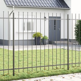 Cerca de Jardim vidaXL com Topo de Lança Cinza 3,4x1,5 m Aço