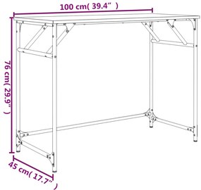 Secretária 100x45x76cm derivados madeira/aço revestido pó preto