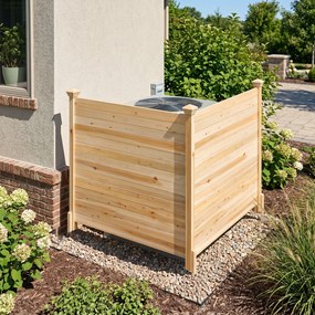 Conjunto de 2 Painéis de Privacidade para o Exterior  119 x 119 cm com Estacas Metálicas para Ar Condicionado, Caixote do Lixo de Jardim, Natural