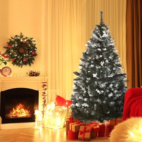 Árvore de Natal Artificial 150 cm com 378 Ramos 41 Decorações Suporte em Aço Dobrável e Base Destacável Verde