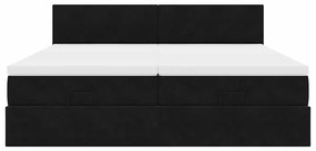 Estrutura de cama otomana com colchões 180x200cm veludo preto