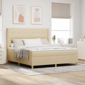 Cama Box Spring vidaXL com Colchão e LED creme 180x200 cm tecido