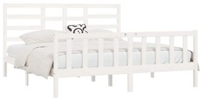 Estrutura de cama super king pinho maciço 180x200 cm branco