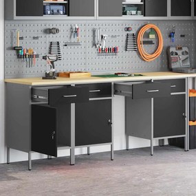Conjunto de Gabinete e Mesa de Trabalho de 4 Peças vidaXL Preto em Mad