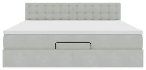 Estrutura de cama otomana com colchão 160x200 cm cinzento claro