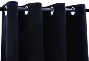 Cortinas blackout com argolas 2 pcs 140x225 cm veludo preto