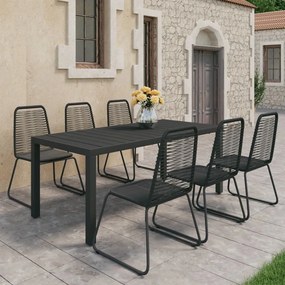 vidaXL 7 pcs conjunto de jantar para jardim vime de PVC preto