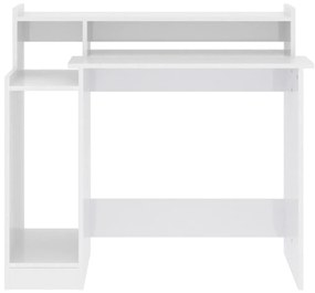 Secretária c/ LED 97x45x90cm derivados madeira branco brilhante
