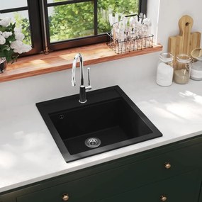 Lava-Louça de Cozinha em Granito Preto - 49x51 cm - Design Moderno