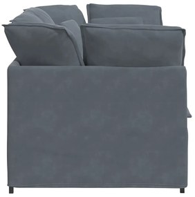 Sofá modular com almofadas veludo cinzento-escuro