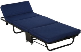 HOMCOM Cama dobrável Cama de acampamento portátil com cabeceira ajustável em 5 níveis de ângulo Carga máxima 120 kg 184x65x26cm Azul