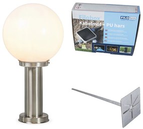 Candeeiro de exterior em aço inoxidável 50 cm - Sfera com estaca de terra e prensa-cabos Retro