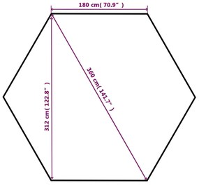 Tenda de jardim com cortinas hexagonal 360x265 cm