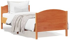 vidaXL Cama sem colchão 75x190 cm madeira de pinho maciça castanho-mel