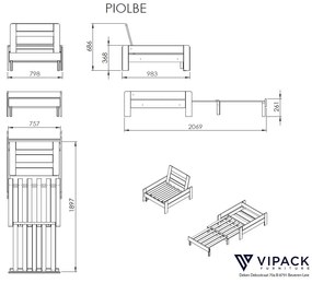 Conjunto Cama alta de Criança PINO 90 x 200 cm + estrado + escada + sofá-cama Cinzenta