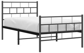 Estrutura de cama com cabeceira e pés 100x200 cm metal preto