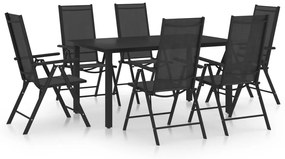 vidaXL 7 pcs conjunto de jantar para jardim alumínio preto