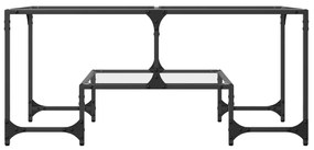 Mesa de centro c/ topo em vidro transparente 98,5x50x45 cm aço
