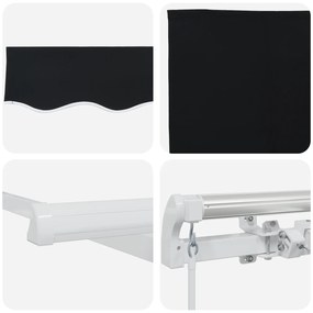 Toldo Retrátil Manual vidaXL Preto 450x350 cm