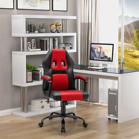 Cadeira Gaming giratória de escritório com Almofada de esponja ajustável em altura 60 x 62 x (109-118,5) cm Vermelha