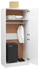 Roupeiro 80x52x180 cm derivados de madeira branco brilhante