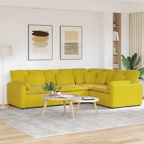 vidaXL Sofá modular com almofadas veludo amarelo