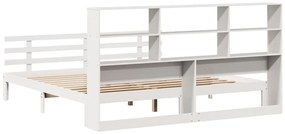Cama com estante sem colchão 180x200 cm pinho maciço branco