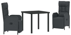 Conjunto de Jantar de Jardim com 3 Peças e Almofadas em Polyrattan Pre