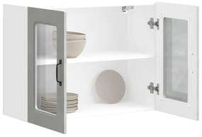 Armário de parede de cozinha porta vidro Kalmar concreto cinza