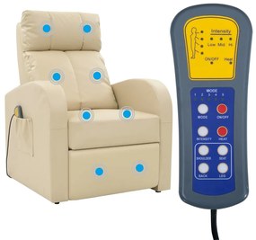 60594 vidaXL Cadeira de massagens couro artificial creme