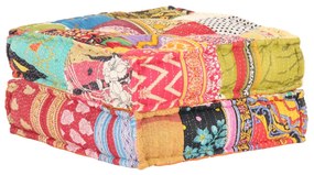 vidaXL Pufe 60x70x36 cm tecido de retalhos