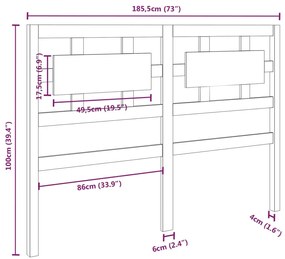 Cabeceira de cama 185,5x4x100 cm pinho maciço castanho mel