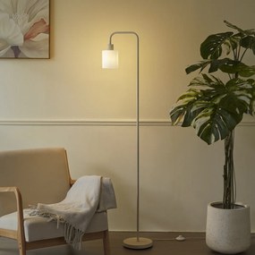 Candeeiro de pé escandinavo bege com vidro branco - Wisp