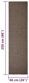 Tapete sisal natural 66x250 cm castanho