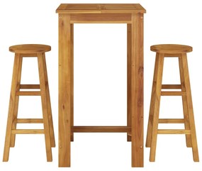 Conjunto de bar para jardim 3 pcs madeira de acácia maciça