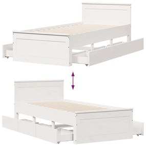 Cama sem colchão com cabeceira 90x200 cm pinho maciço branco