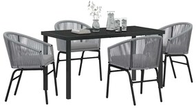 Conjunto de Jantar de Jardim com 5 Peças em Rattan Poli Cinza