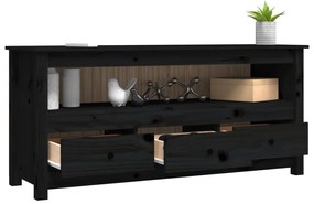 Móvel de TV 114x35x52 cm madeira de pinho maciça preto