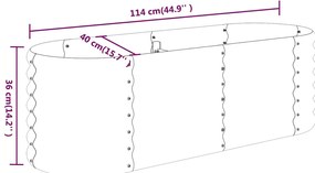 Canteiro elevado jardim 114x40x36cm aço revestido a pó cinzento