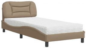 Cama com colchão 80x200 cm couro artificial cappuccino