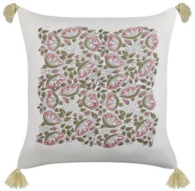 Conjunto de 2 almofadas decorativas com padrão floral com borlas em algodão multicolor 45 x 45 cm CARISSA Beliani