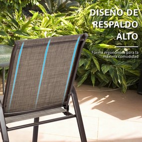 Conjunto de 2 cadeiras de jardim com braços curvos Tecido de secagem fácil Estrutura metálica reforçada Assento largo Assento Cinzentas