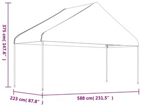 Tenda de Eventos com telhado 5,88x2,23x3,75 m polietileno branco