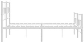 Estrutura de cama com cabeceira e pés 140x190 cm metal branco