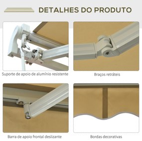 Toldo Manual Dobrável de Alumínio Toldo para Varanda com Ângulo Ajustá