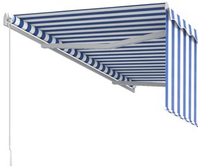 Toldo retrátil manual com estore 3,5x2,5 m azul e branco